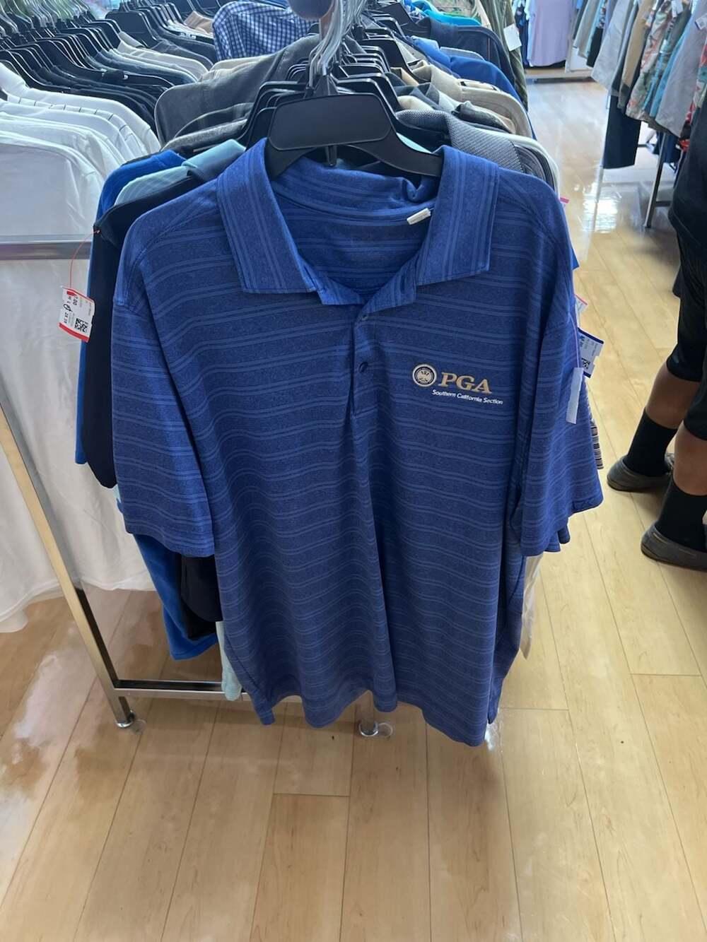 PGA Southern California Section Men's Blue Striped Performance Golf Polo